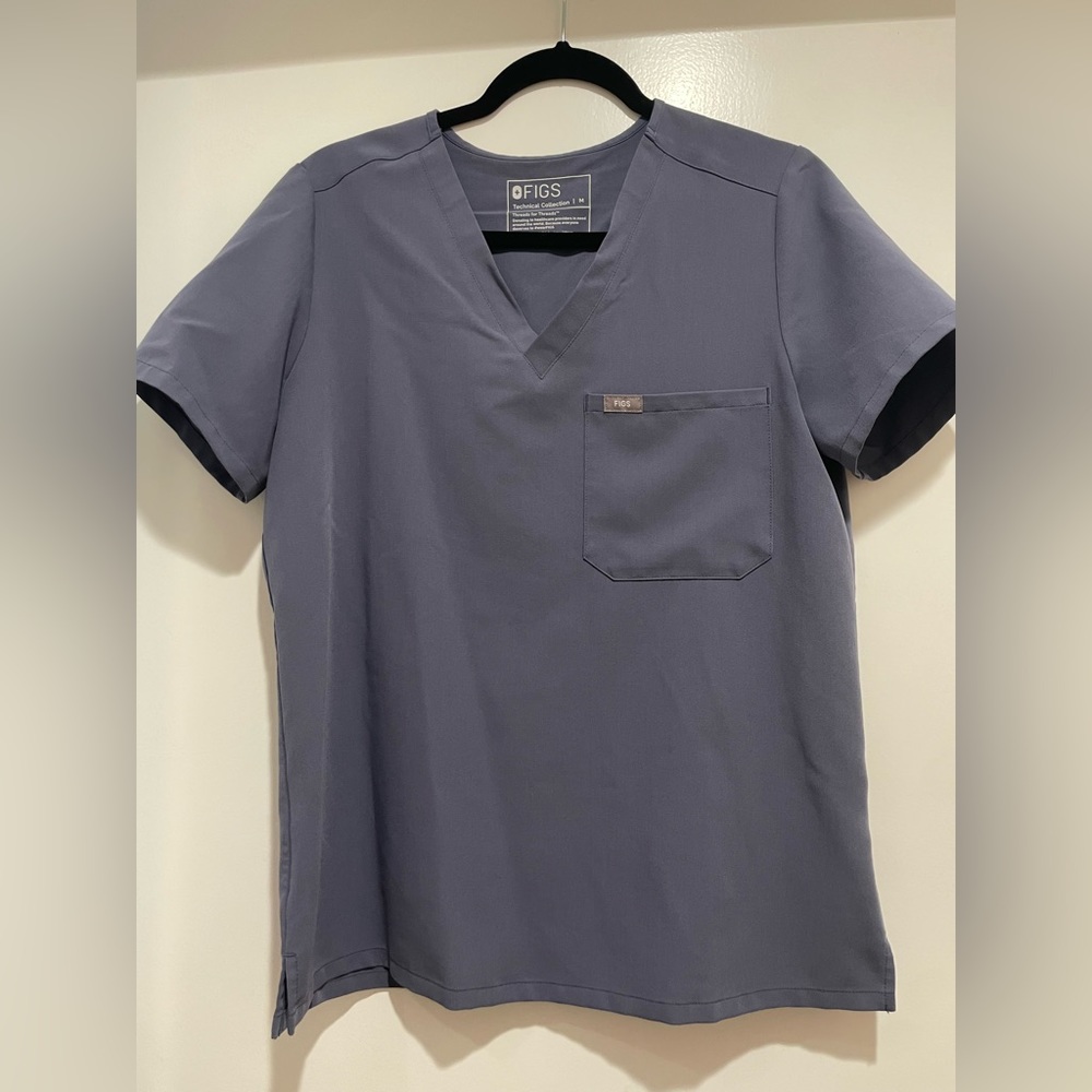 Figs space navy one pocket scrub top